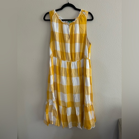 dip Dresses & Skirts - Dip Sleeveless Yellow White Gingham Peephole Dress Plus Size 1X